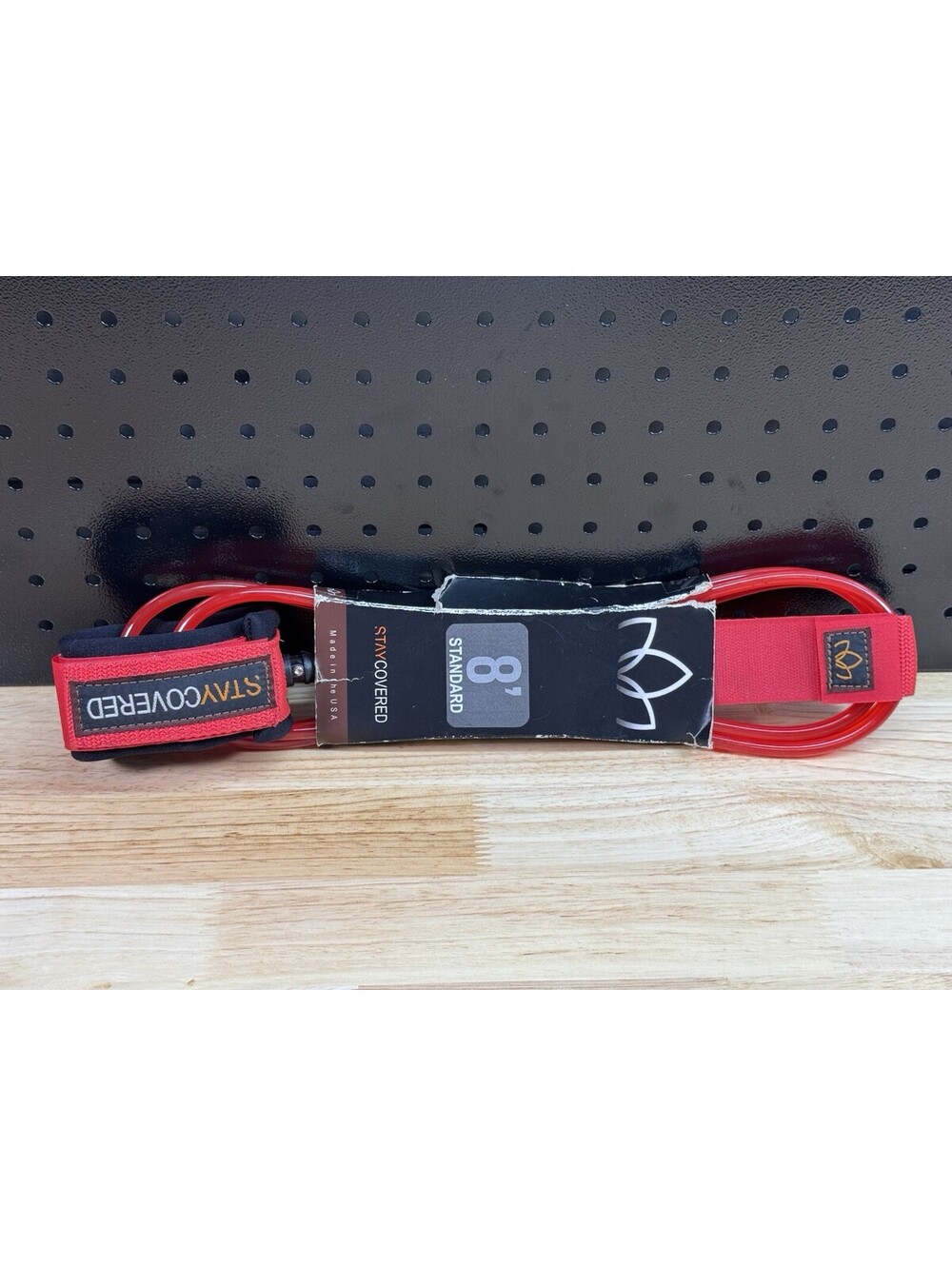 Stay Covered - 8' Standard Surfboard Leash - Red - Brand New